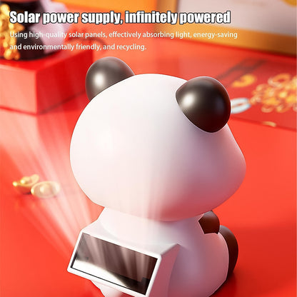 Car Decoration Solar Power Moving Head Panda Statue Creative (1 Pc)